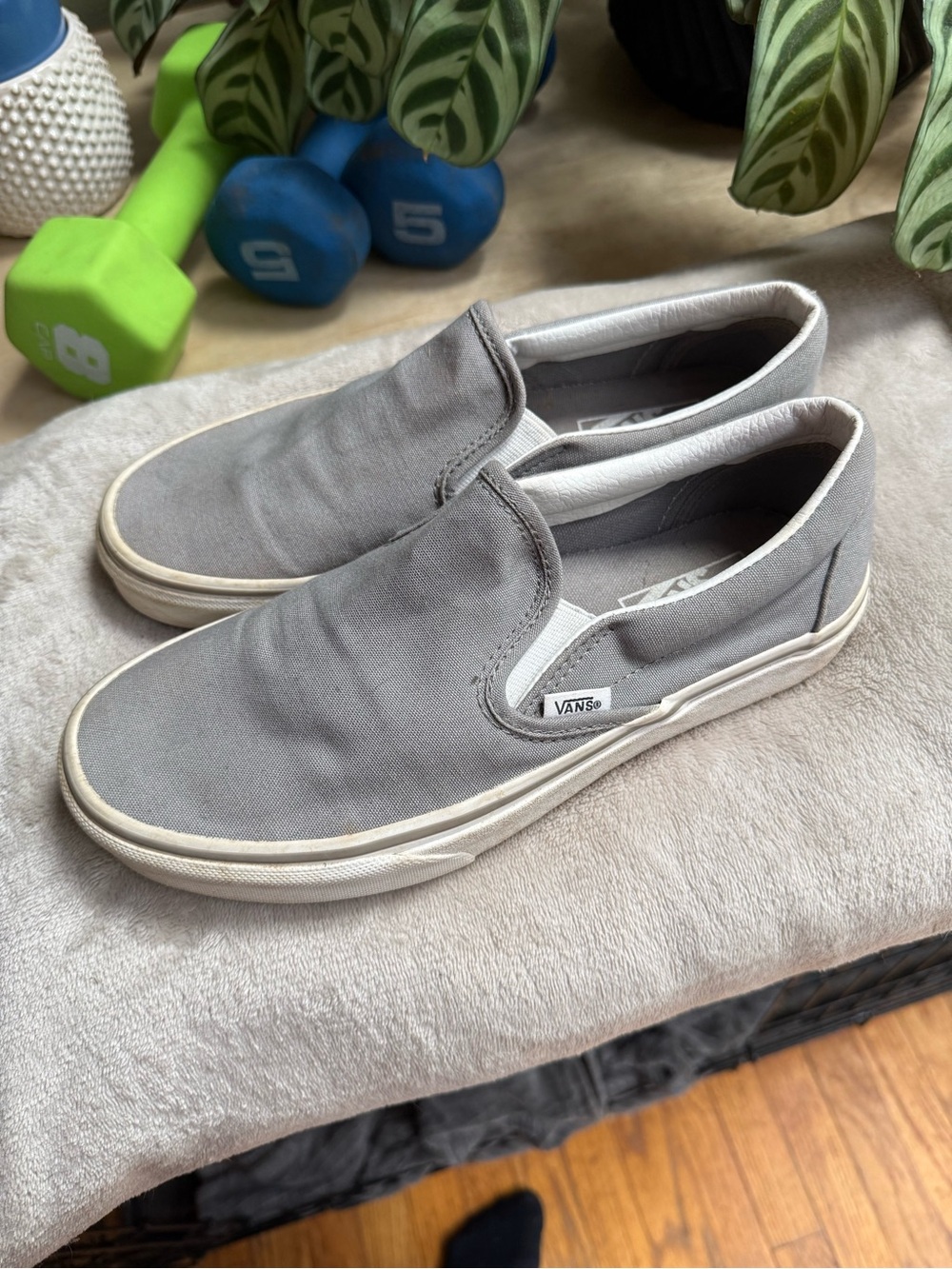 Vans Gray Classic Slip-On Canvas Shoes